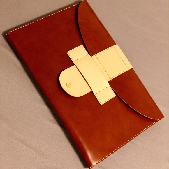 HongKong Designer Calf Leather Large Crimson Pouch